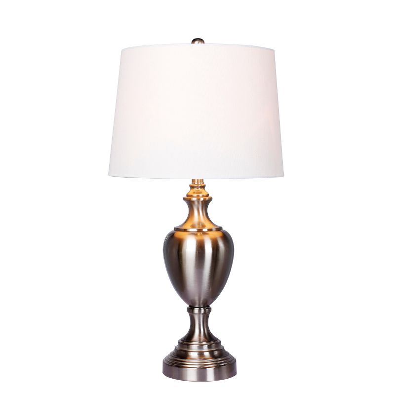 Pedestal Base Metal Table Lamp Steel/White  - Fangio Lighting