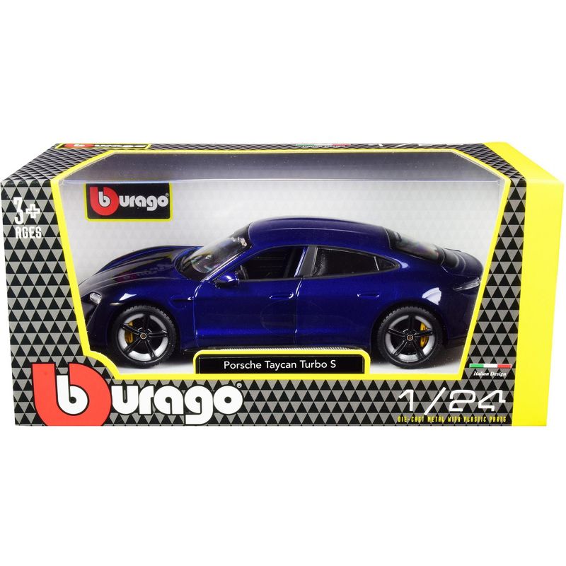 Porsche Taycan Turbo S Blue Metallic 1/24 Diecast Model Car by Bburago