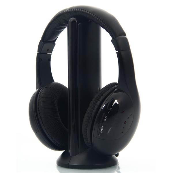 5 in 1 Wireless Headphones for MP3 PC TV Black