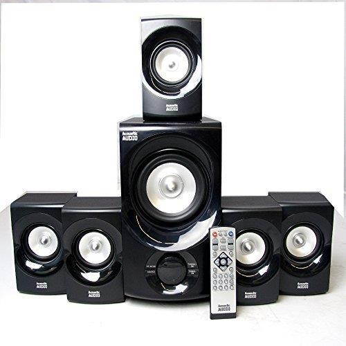 Acoustic Audio by Goldwood AA5171 5.1 Surround Sound Bluetooth Home Entertainment System (6 Speakers, 5.1 Channels, Black with Silver)
