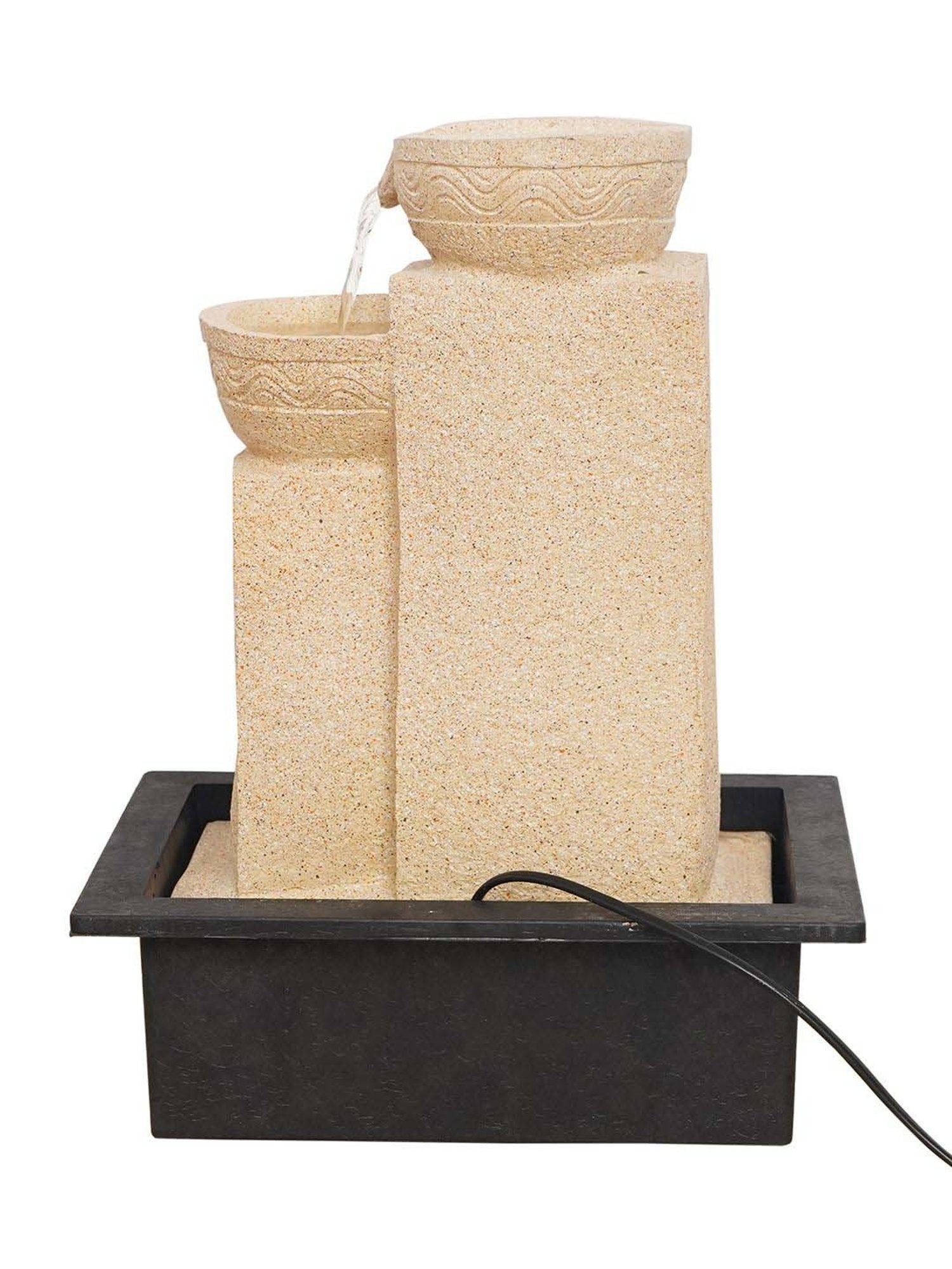 CHRONIKLE Cream Polyresin Table Top 4 Steps Waterfall Fountain