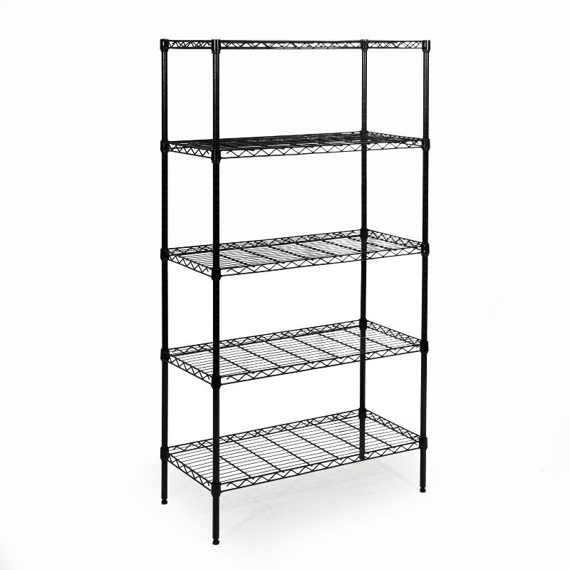 Seville Classics 30"x14"x60" 5 Tier Epoxy Steel Wire Shelving Black