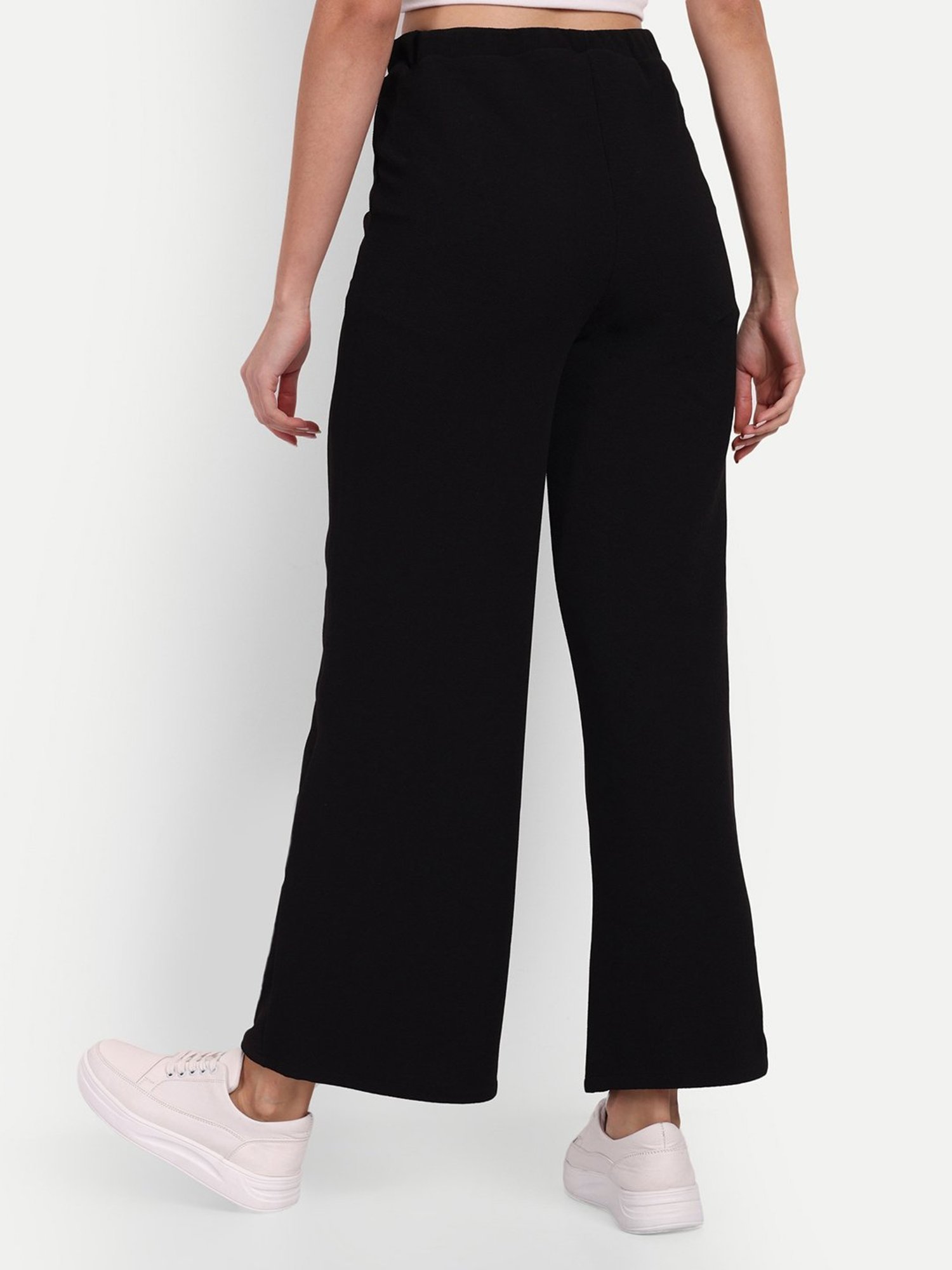 Broadstar Black Relaxed Fit High Rise Stretchable Trousers