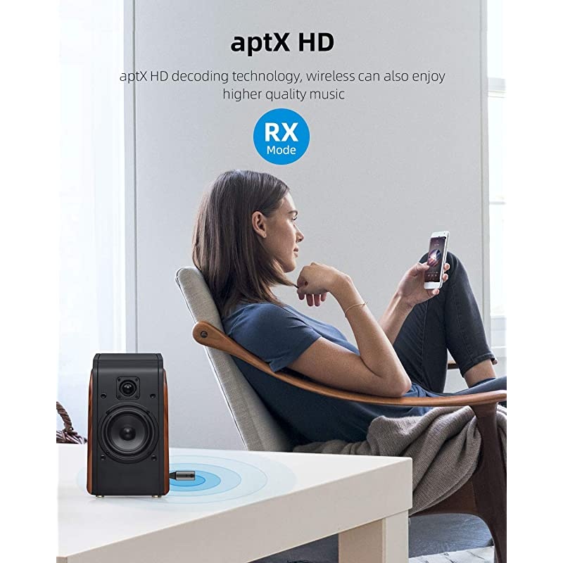 Bluetooth 50 Transmitter amp Receiver 2 in 1 Wireless aptX HD Audio 35mm Jack Adapter Support aptX Low Latency for TVCarNintendo SwitchSpeaker Support RX TWS amp TX 1 to 2 Black