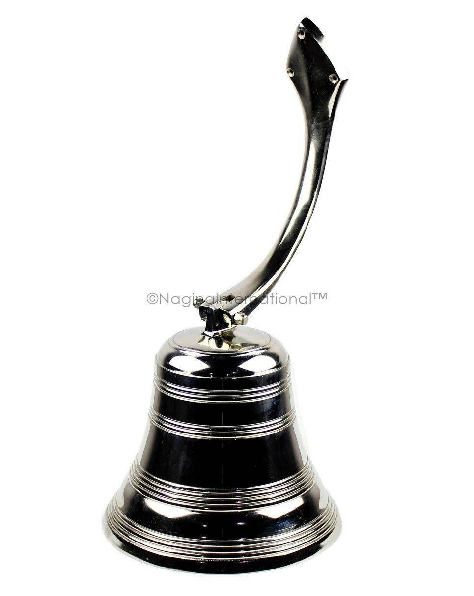 Nagina International Premium Nautical Aluminum Bell with Nickel Plating | Pirate's Ship Bell | Wall Decor (9 Inches)