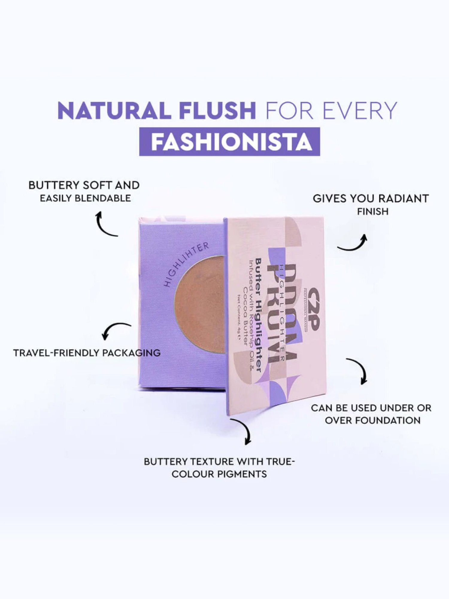 C2P PROFESSIONAL MAKEUP Prom Butter Highlighter Champagne Pop 02 - 4 gm