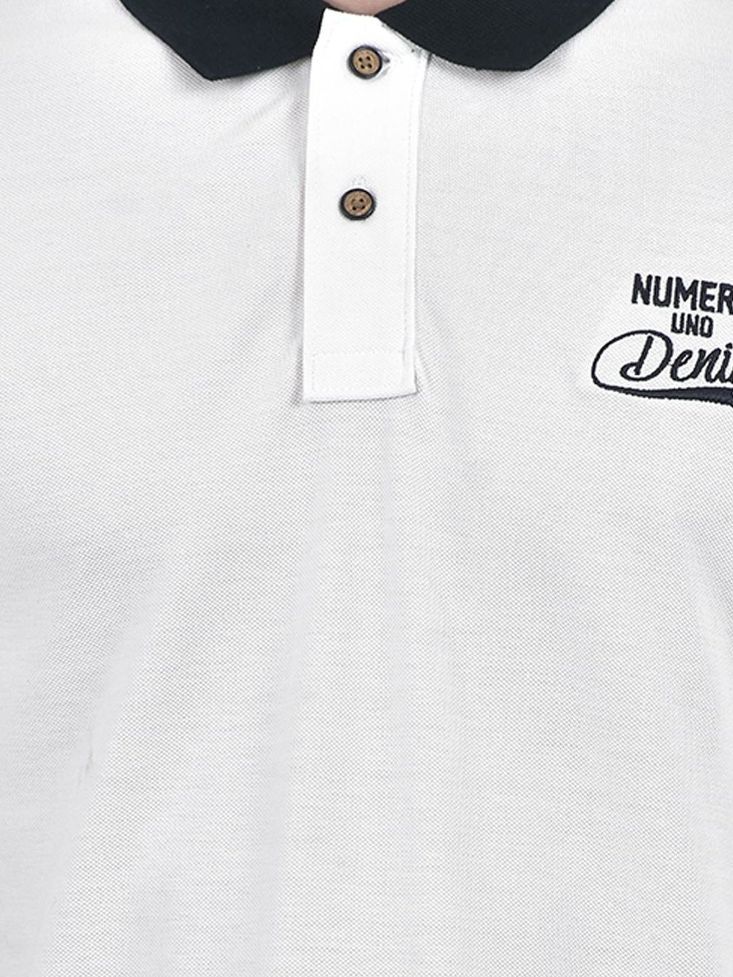 Numero Uno White Cotton Slim Fit Polo T-Shirt