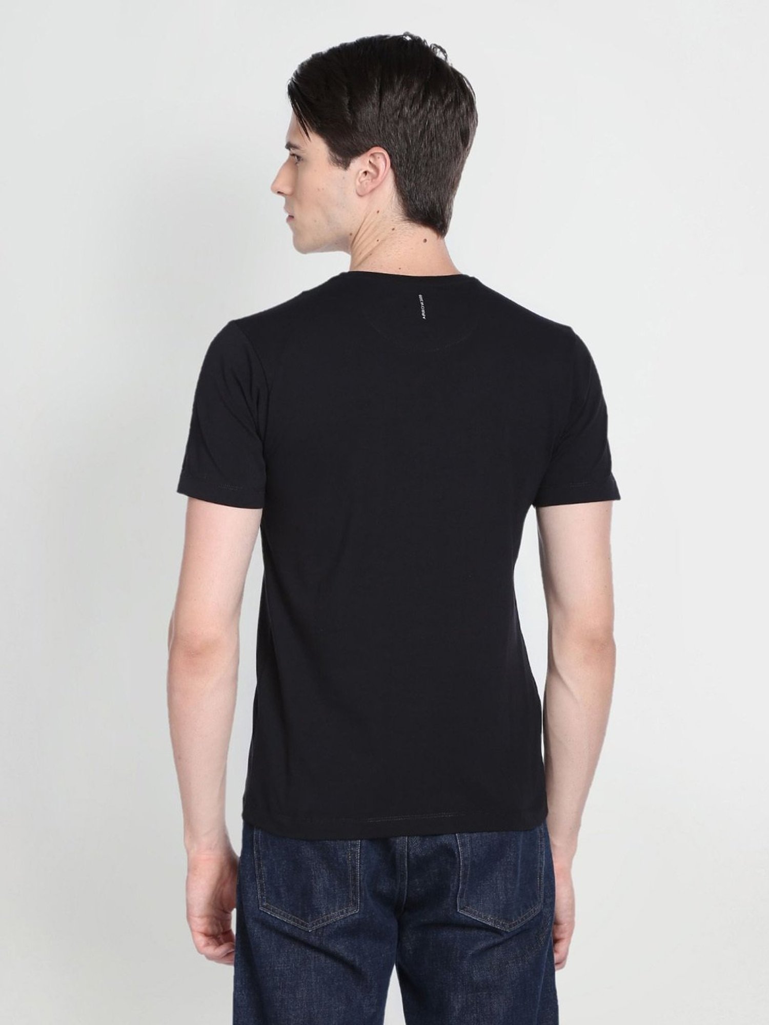 Arrow New York Black Cotton Regular Fit Printed T-Shirt