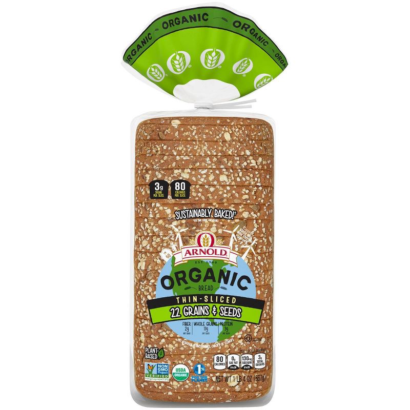 Arnold Organic Thin Sliced 22 Grains and Seeds Bread - 20oz