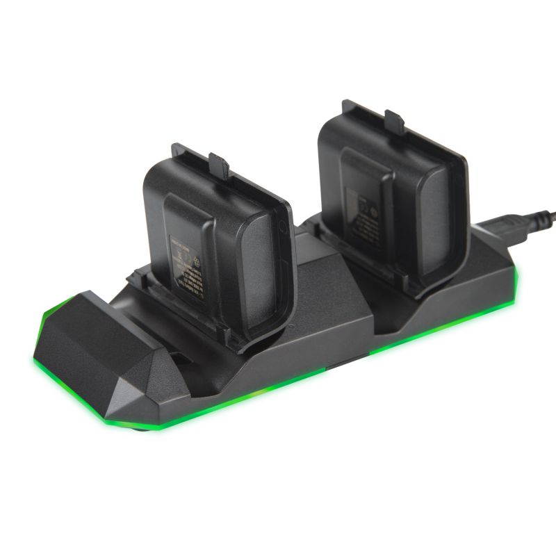 Megadream Xbox One Controller Charger, Dual Docking Station 300mAh Rechargeable Battery Pack & Charge Cable & Charging / Charged LED Indicator for Xbox One, Xbox One Slim, Xbox One X - Black