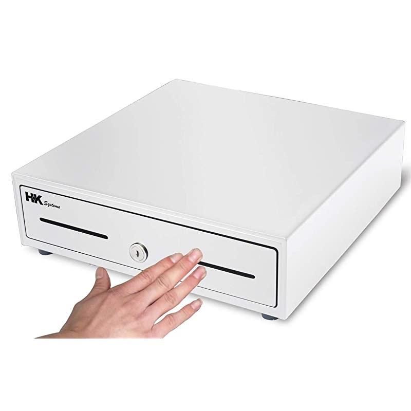 13 Heavy Duty Compact White Manual PushOpen Cash Drawer with 4 Bill 5 Coin Till