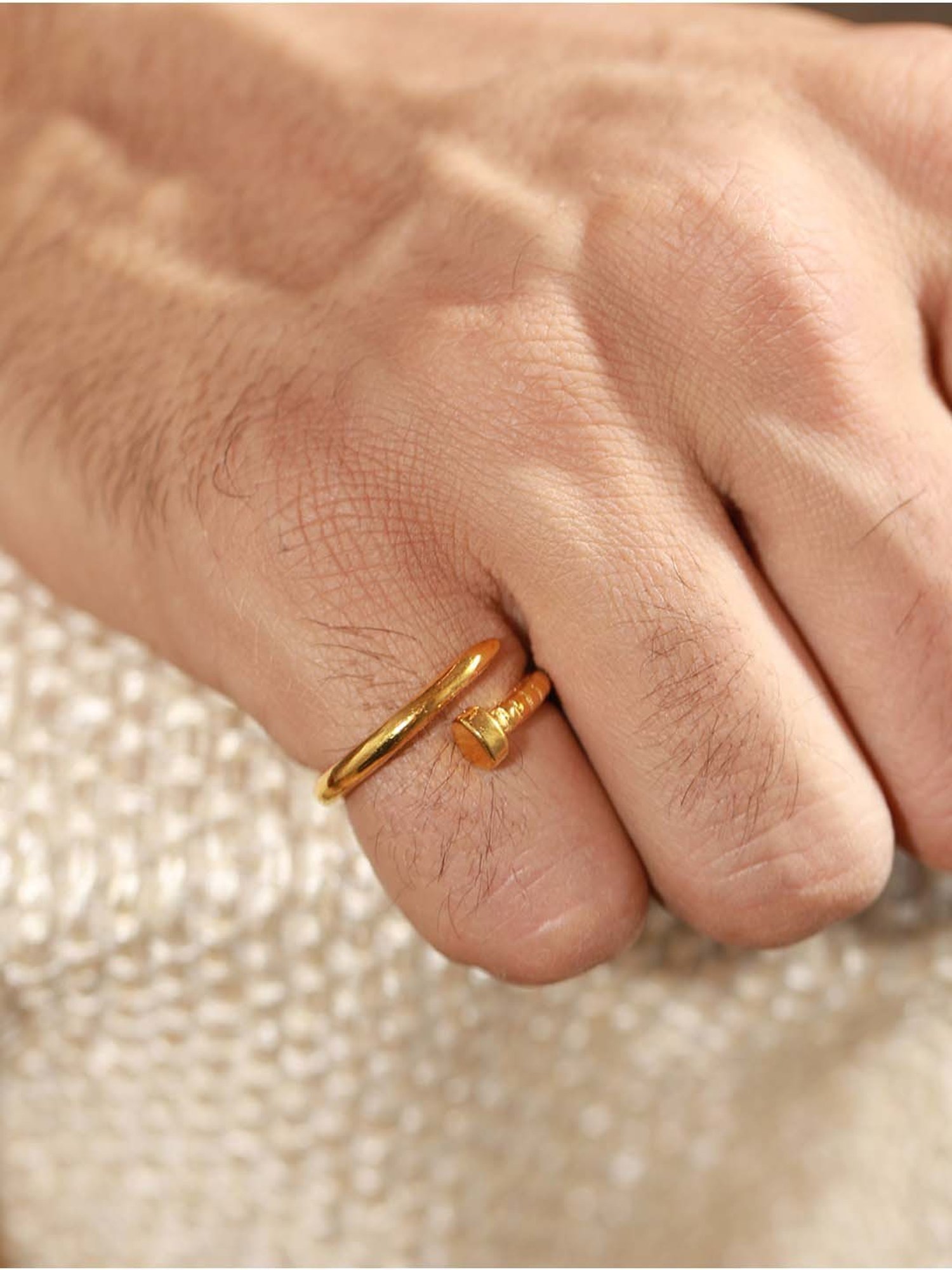 Bold by Priyaasi Twisted Nail Gold-Plated Ring for Men