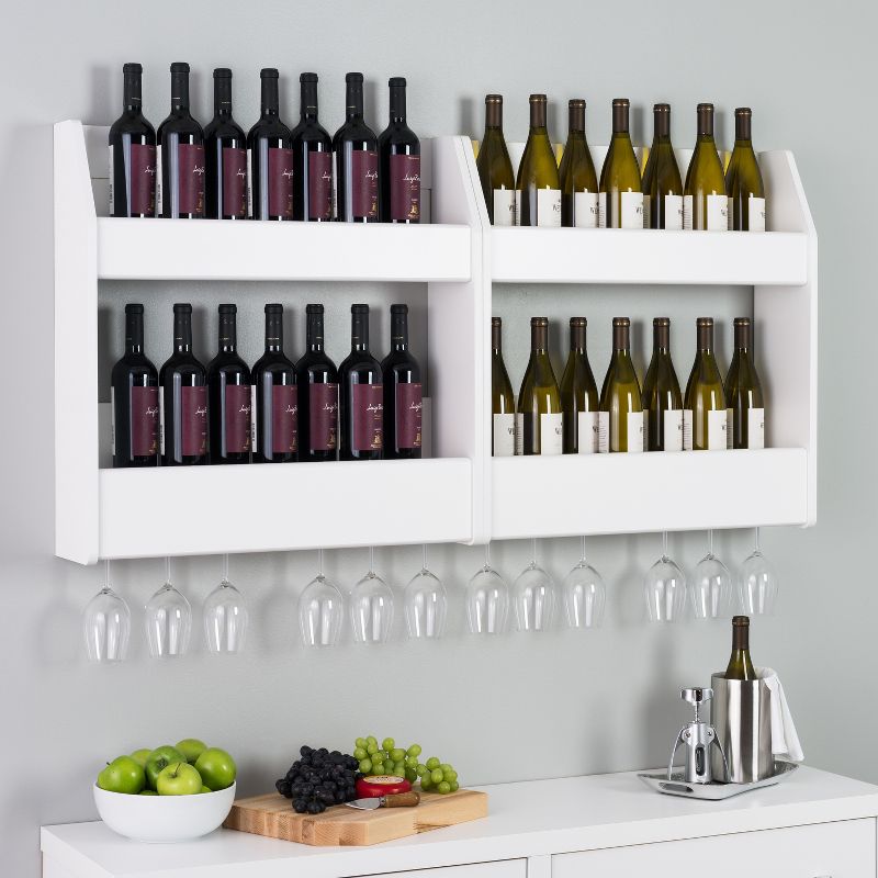 2 Tier Floating Wine and Liquor Rack White - Prepac
