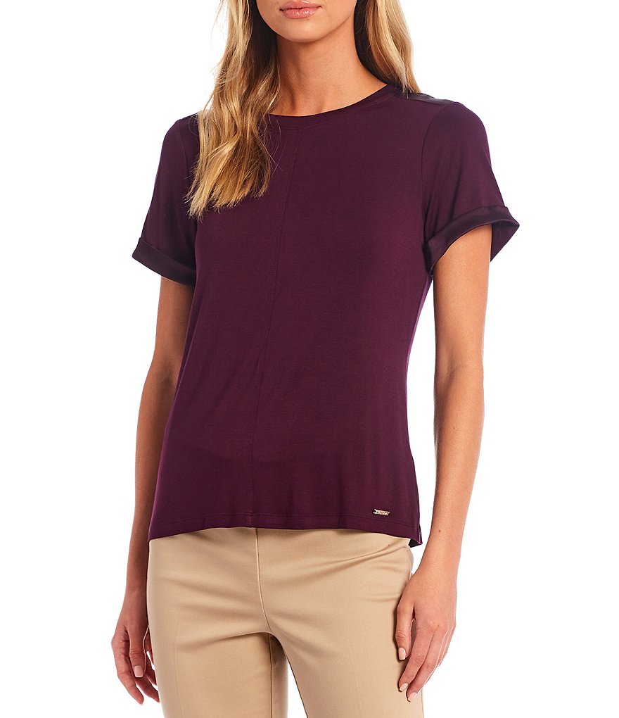 Preston & York Caroline Bow Woven V-Neck 3/4 Sleeve Blouse