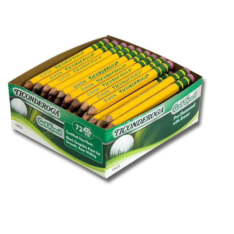 Ticonderoga Woodcase Golf Pencil HB #2 Yellow Barrel 72/Box 13472