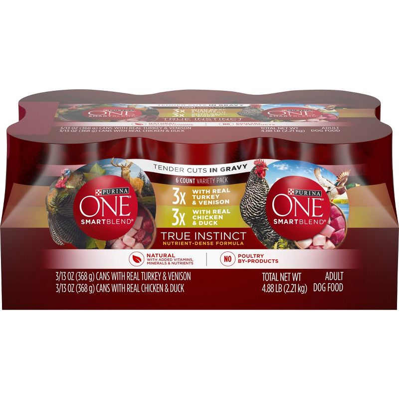 Purina ONE SmartBlend True Instinct Tender Cuts In Gravy with Real Turkey & Chicken Wet Dog Food - 13oz/6ct Variety Pack