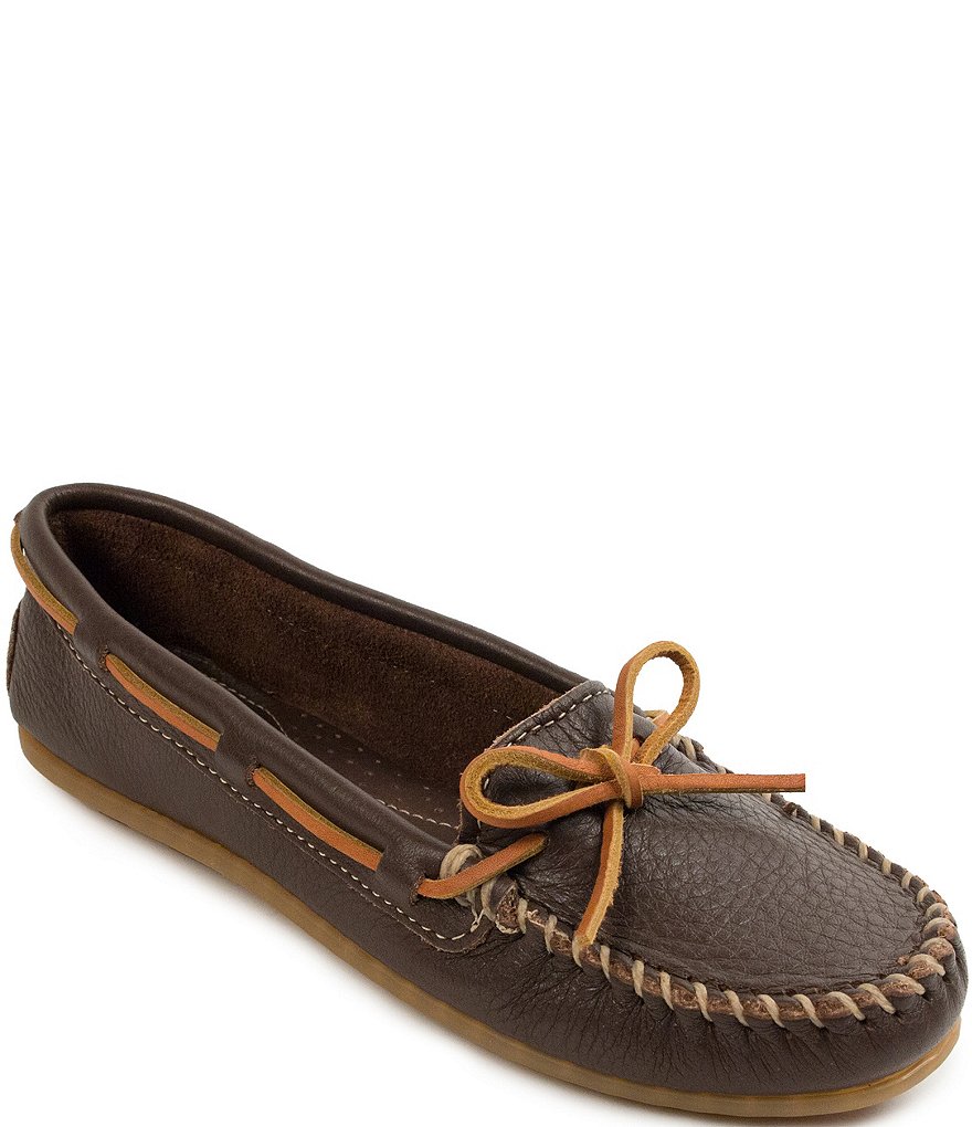 Minnetonka Boat Textured Leather Moccasins