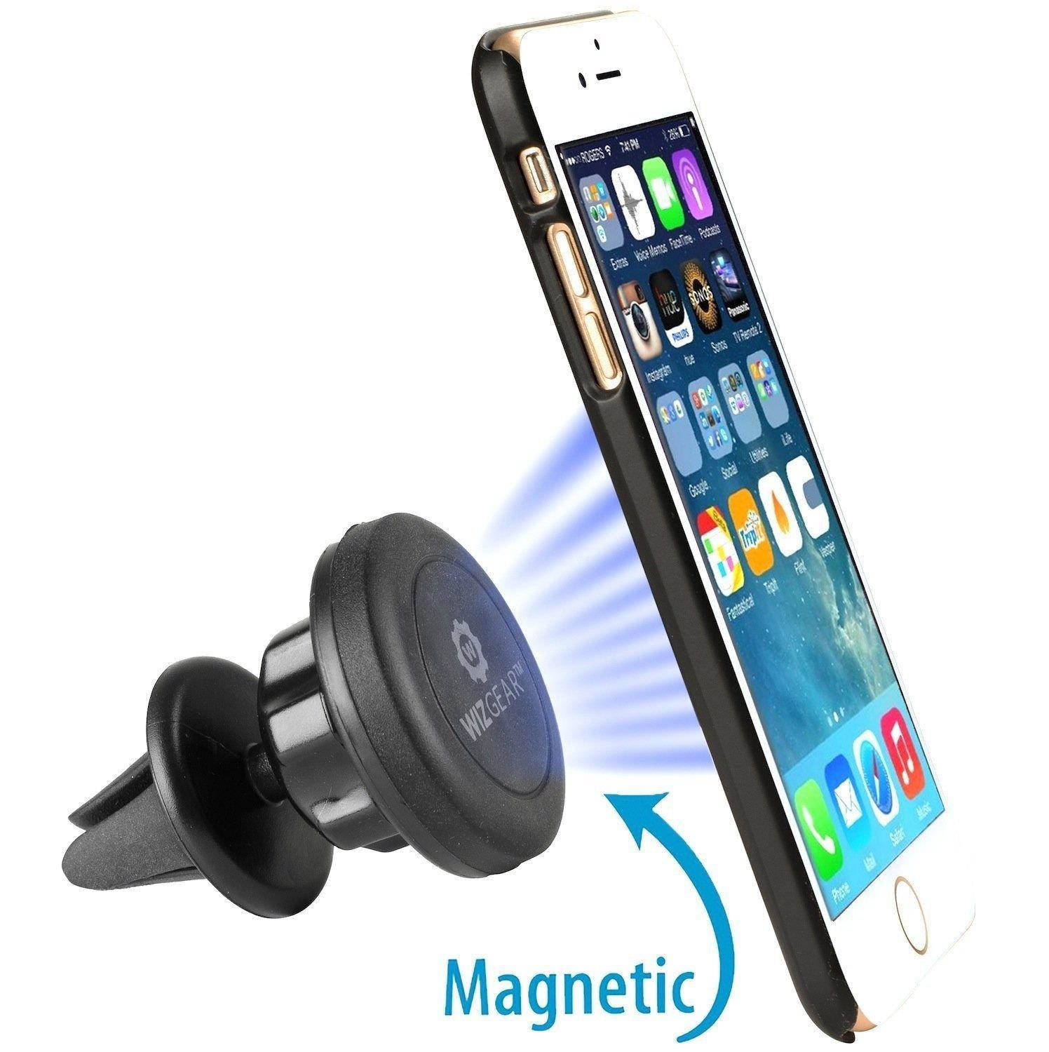 WizGear Universal Air Vent Magnetic Car Mount Holder for Cell Phones and Mini Tablets with Fast Swift-Snap Technology Magnetic Cell Phone Mount with Swivel Head
