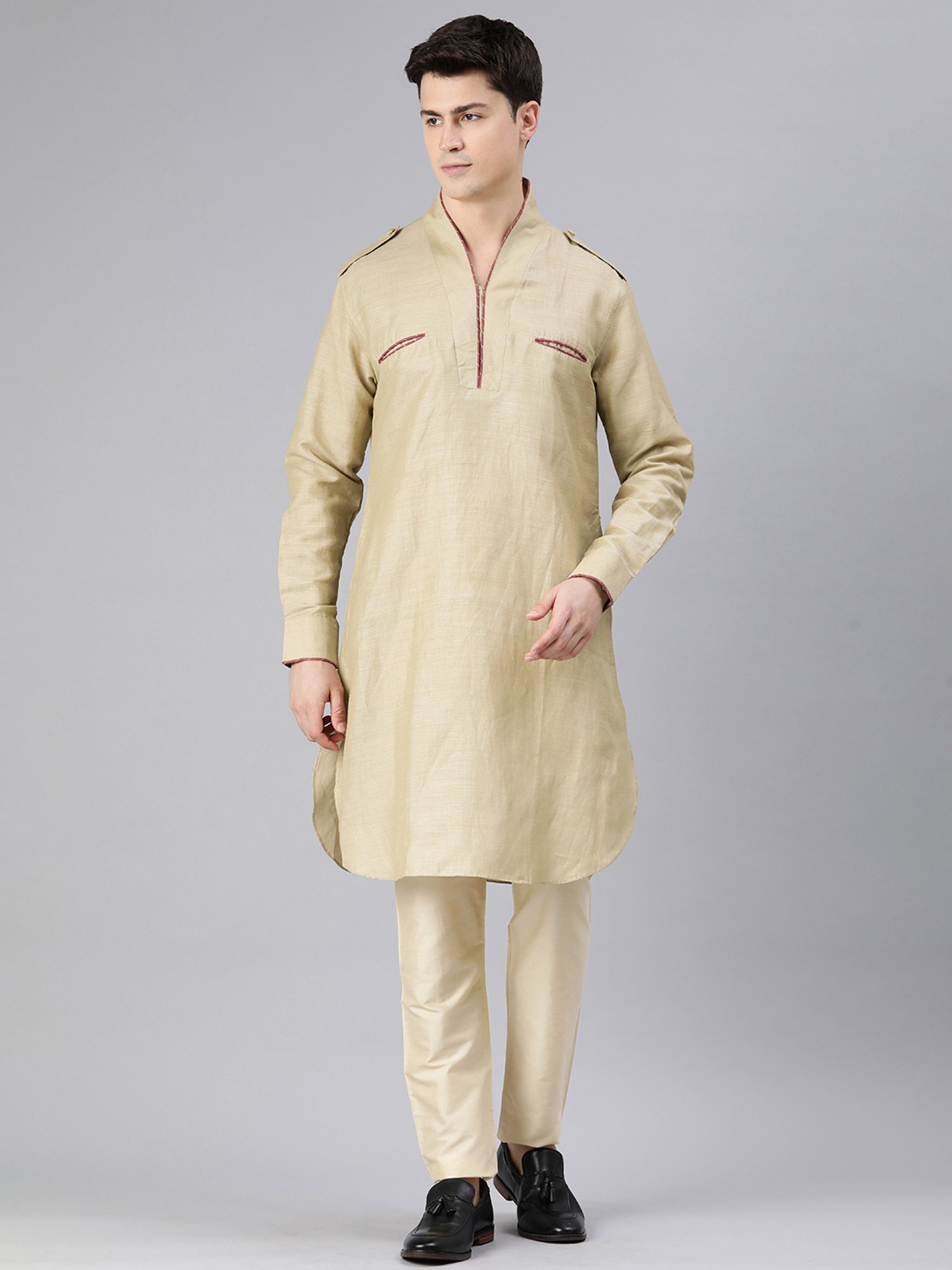 Manthan Fawn Regular Fit Pathani Kurta