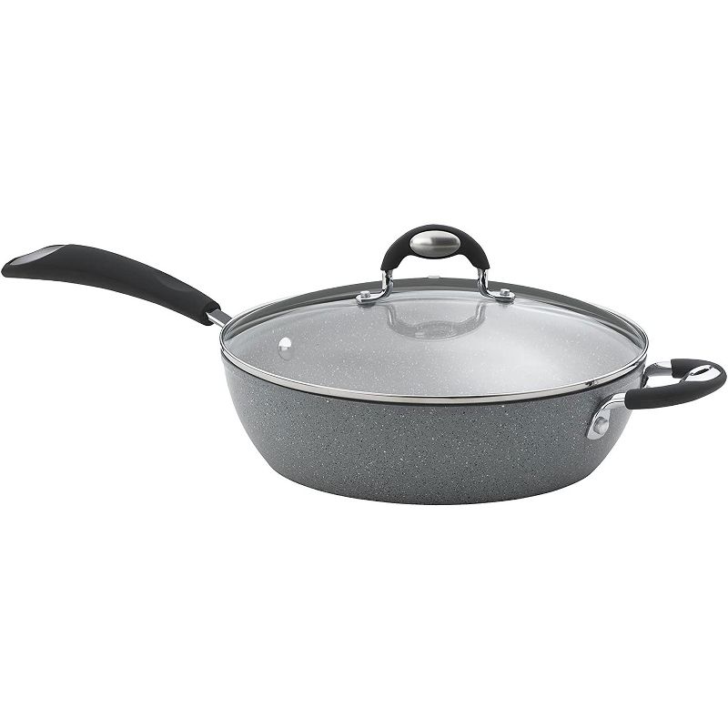 Bialetti 7351 Granito Nonstick Hard Aluminum Anodized Covered 10 Piece Kitchen Stove Top Cookware Set with Glass Lid, Oven Safe, Gray