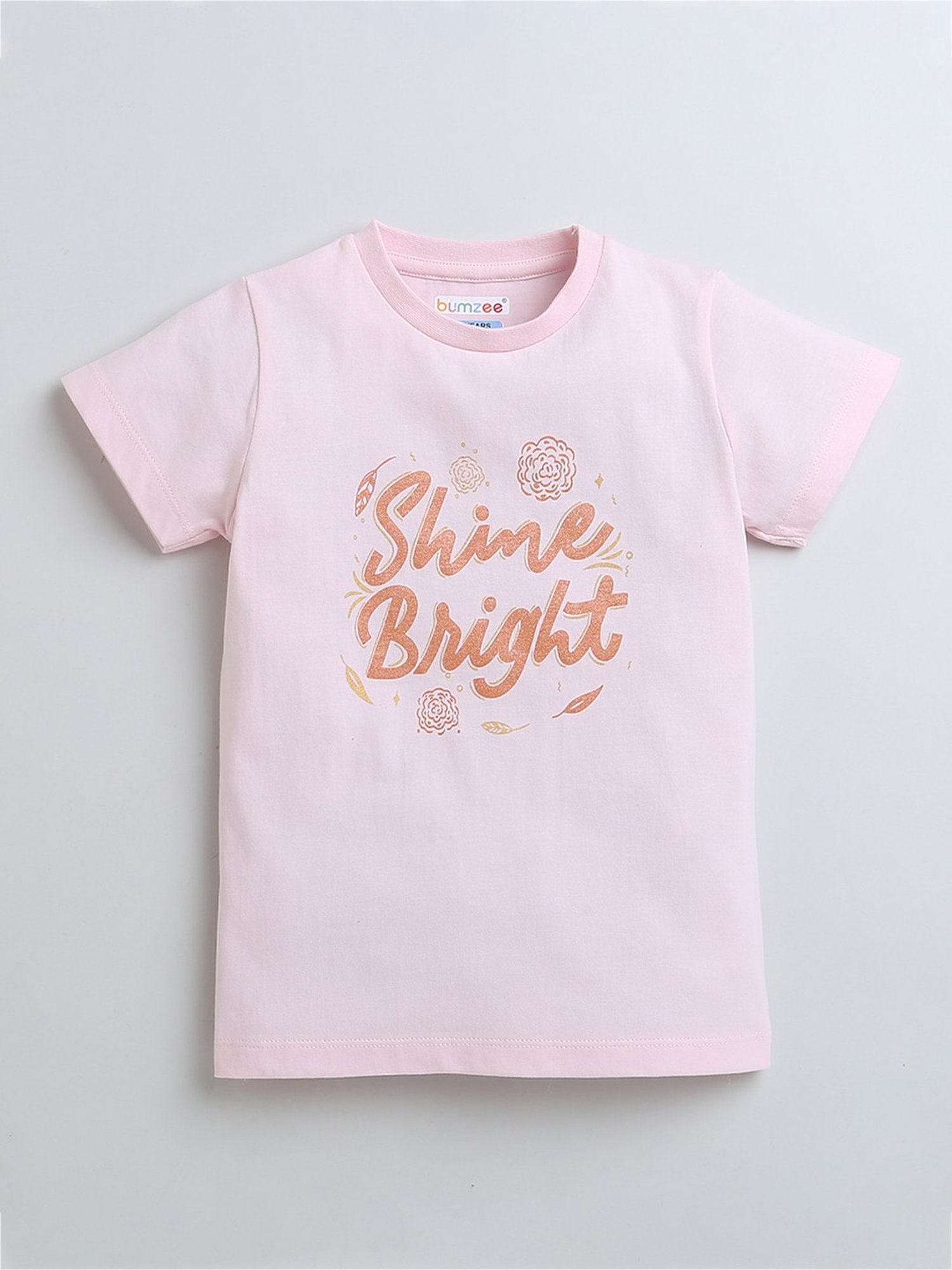 Bumzee Kids Pink Solid T-Shirt with Capri