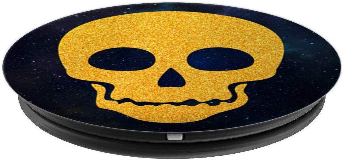 SKULL Yellow Gold Pop Socket Black Space Scary Death Symbol