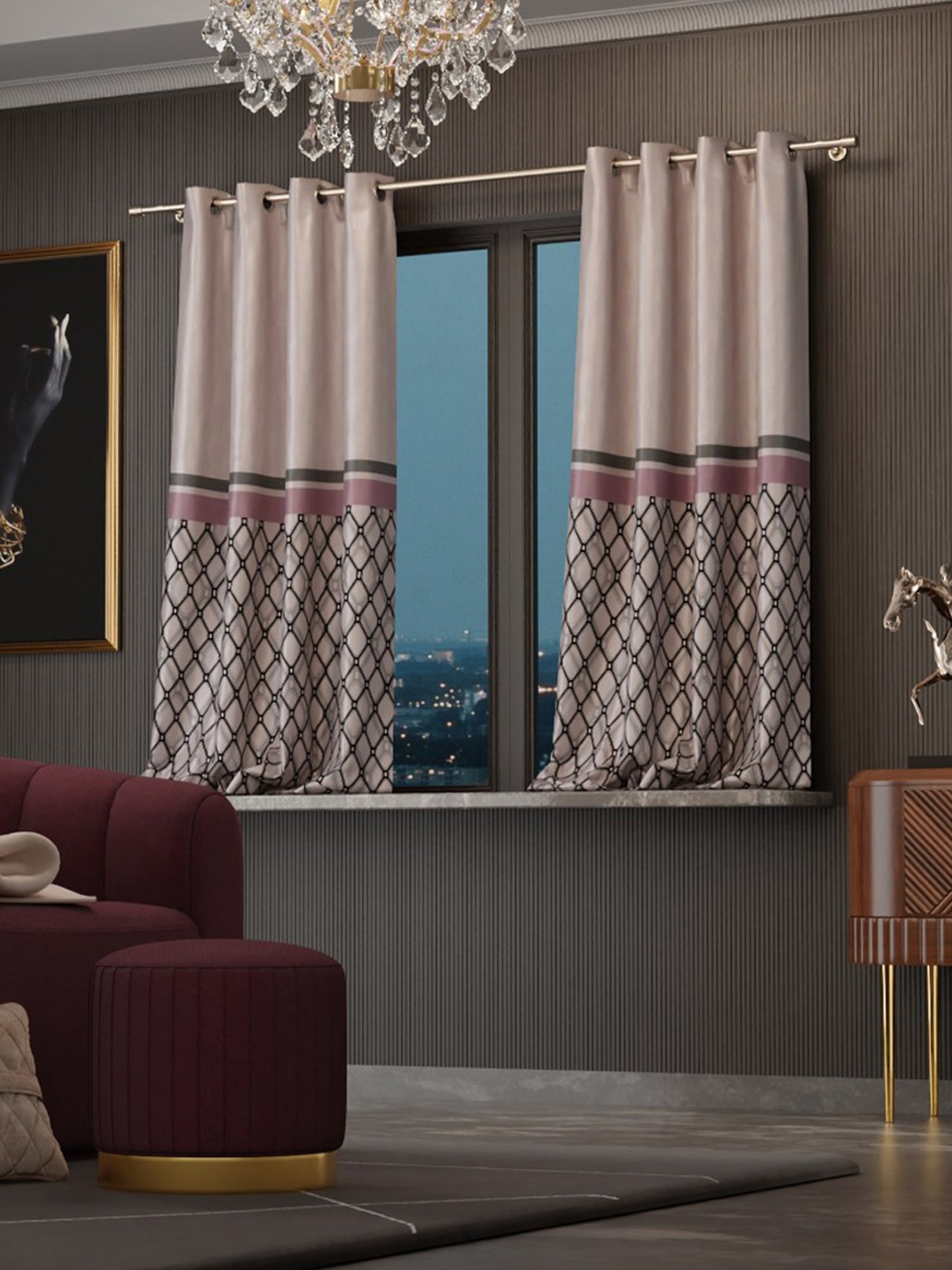 Stoa Paris Versailles Champagne Polyester Window Curtain (5 ft)