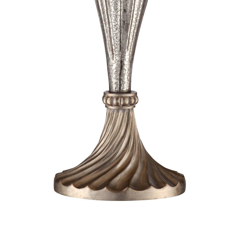 Regency Hill Traditional Table Lamp Mercury Glass Silver Champagne White Drum Shade for Living Room Family Bedroom Nightstand