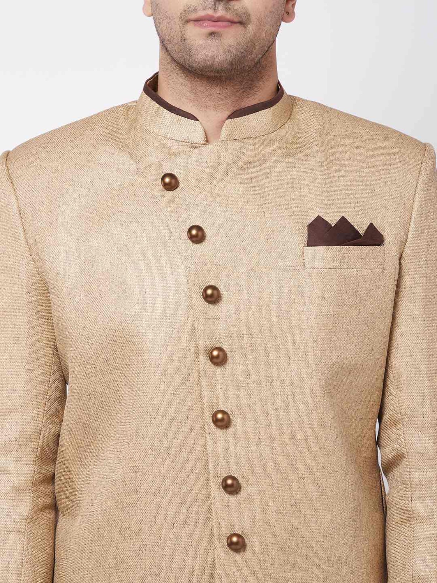Benstoke Black & Maroon Regular Fit Sherwani Set