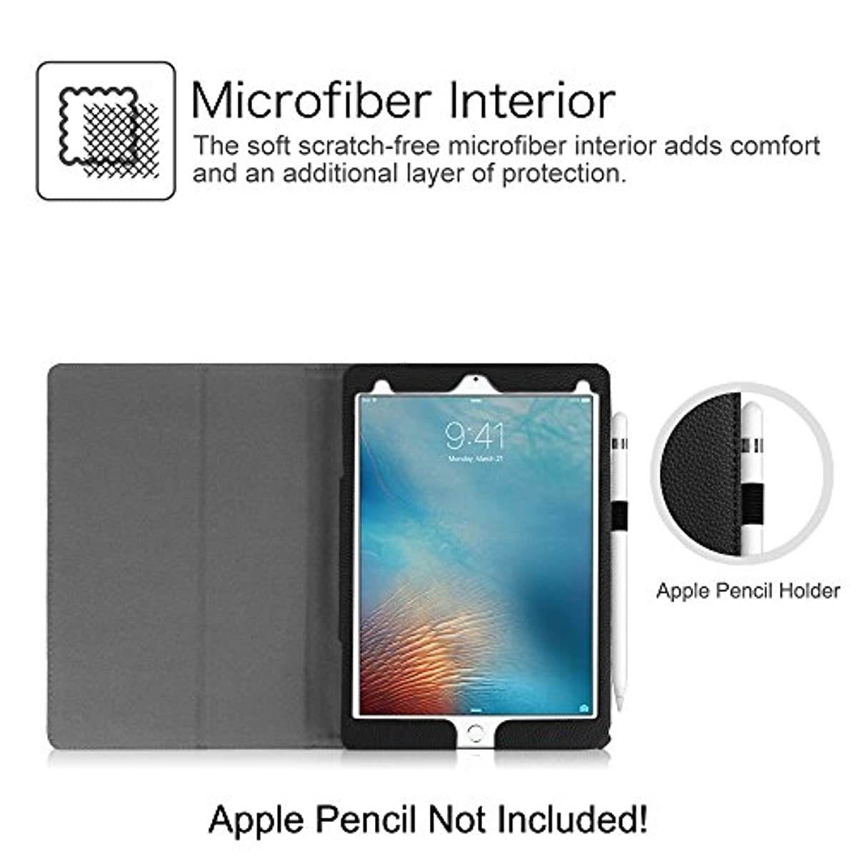 Fintie Case for iPad Pro 9.7, Premium Vegan Leather Folio [Slim Fit] Standing Smart Protective Cover with Auto Sleep/Wake Feature for iPad Pro 9.7 Inch 2016 Release Tablet, Black