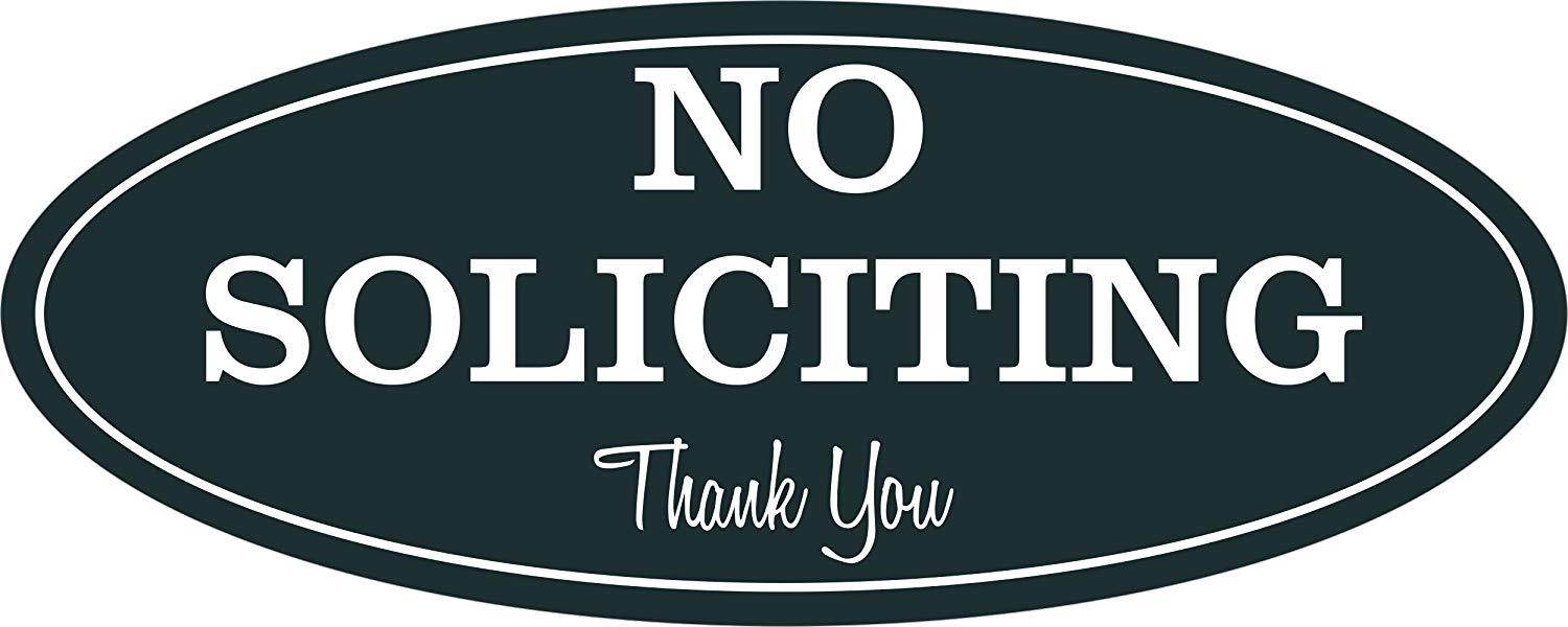 Oval No Soliciting Sign (Black) Large