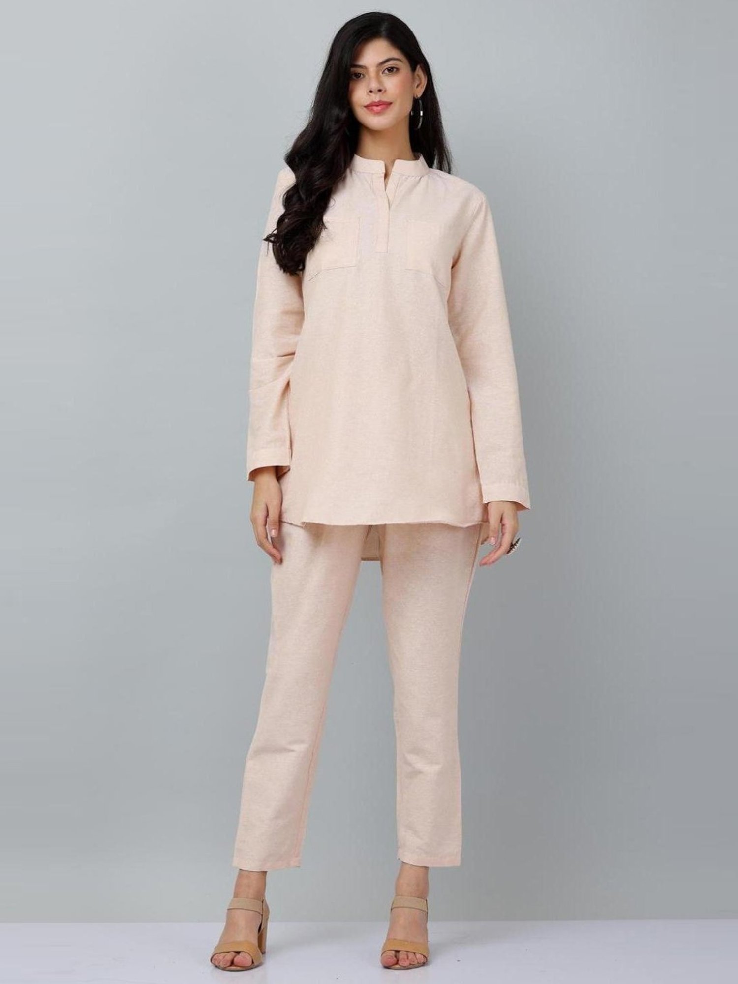 Kaanchie Nanggia Beige Causal Wear Shirt and Pant Set