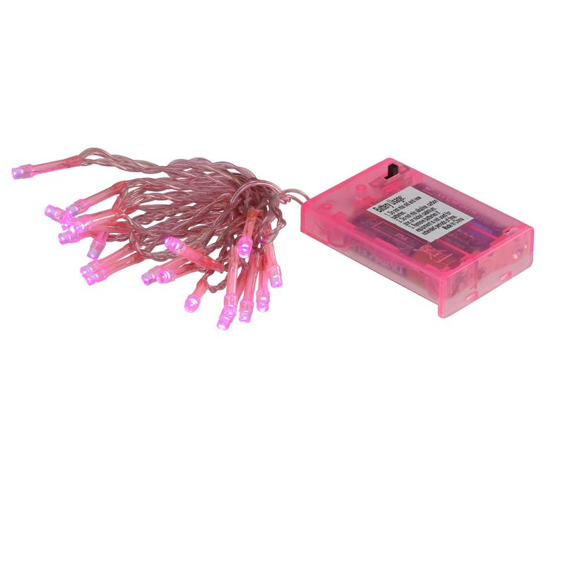 Penn 20ct Battery Operated Pink LED Wide Angle Christmas Lights - 6.4 ft Pink Wire