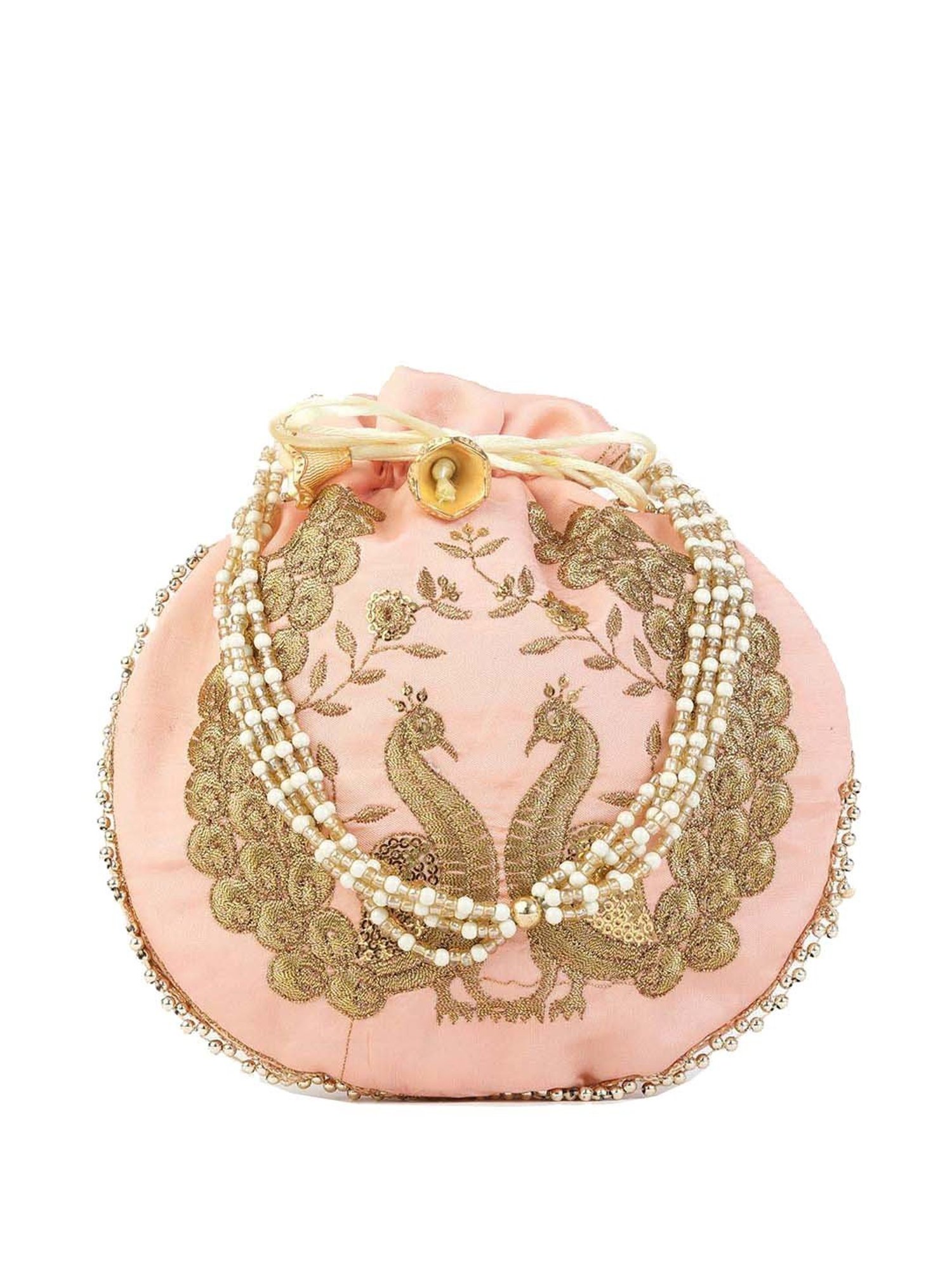 Gaurapakhi Pink Embroidered Potli