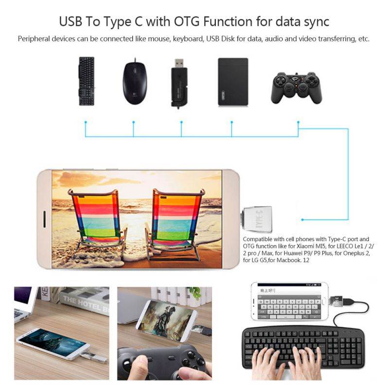 Type-C Adapter Kit Converter Micro USB to Type C Adapter & USB to Type-C with OTG Function-Sliver