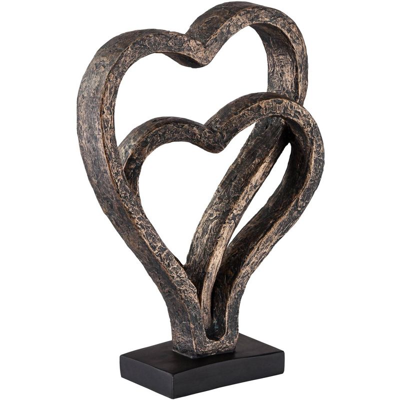 Kensington Hill Interlocking Hearts 11 3/4" High Bronze Finish Sculpture