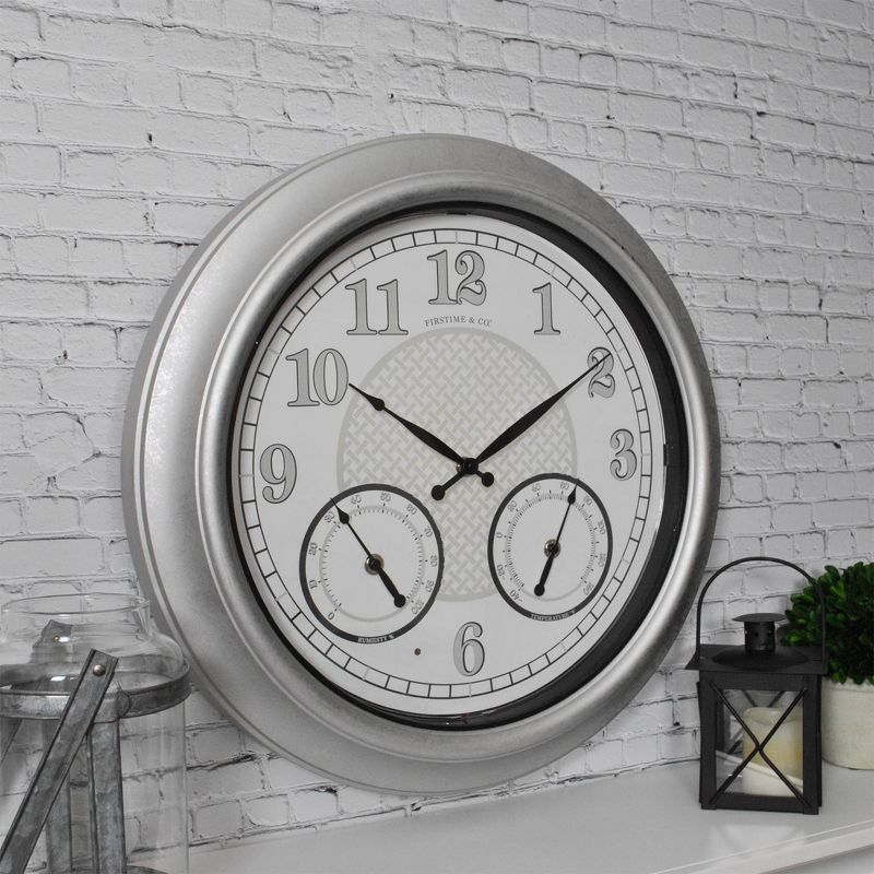 18" First Time Rediant LED Outdoor Wall Clock Charcoal