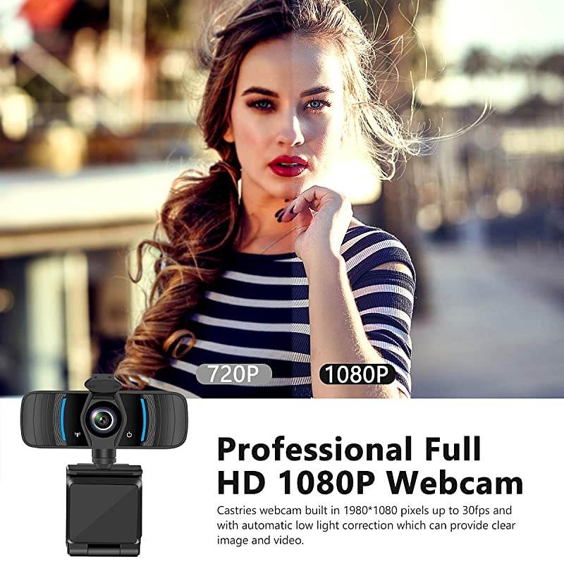 1080P Webcam with Privacy Cover, HD Webcam with Microphone with Noise Reduction, Wide Angel Laptop and Desktop USB Web Camera for Video Calling, Video Conferencing, Online Teaching or Gaming