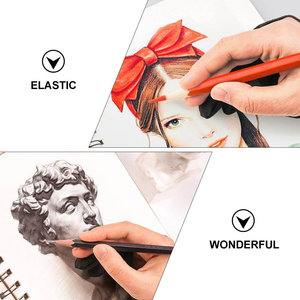 4Pcs Two Finger Gloves Professional Artist Gloves Sketching Gloves Nylon Gloves