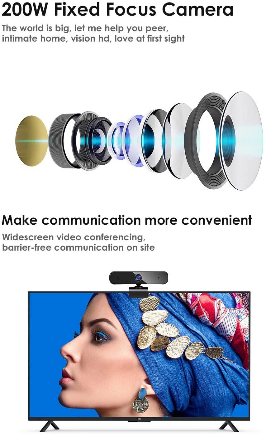 Full HD 1080P USB Web Camera (30fps), Plug & Play Webcam with Built-in Dual Microphone, Multi-Compatible, for Video Conferencing, Recording, and Streaming