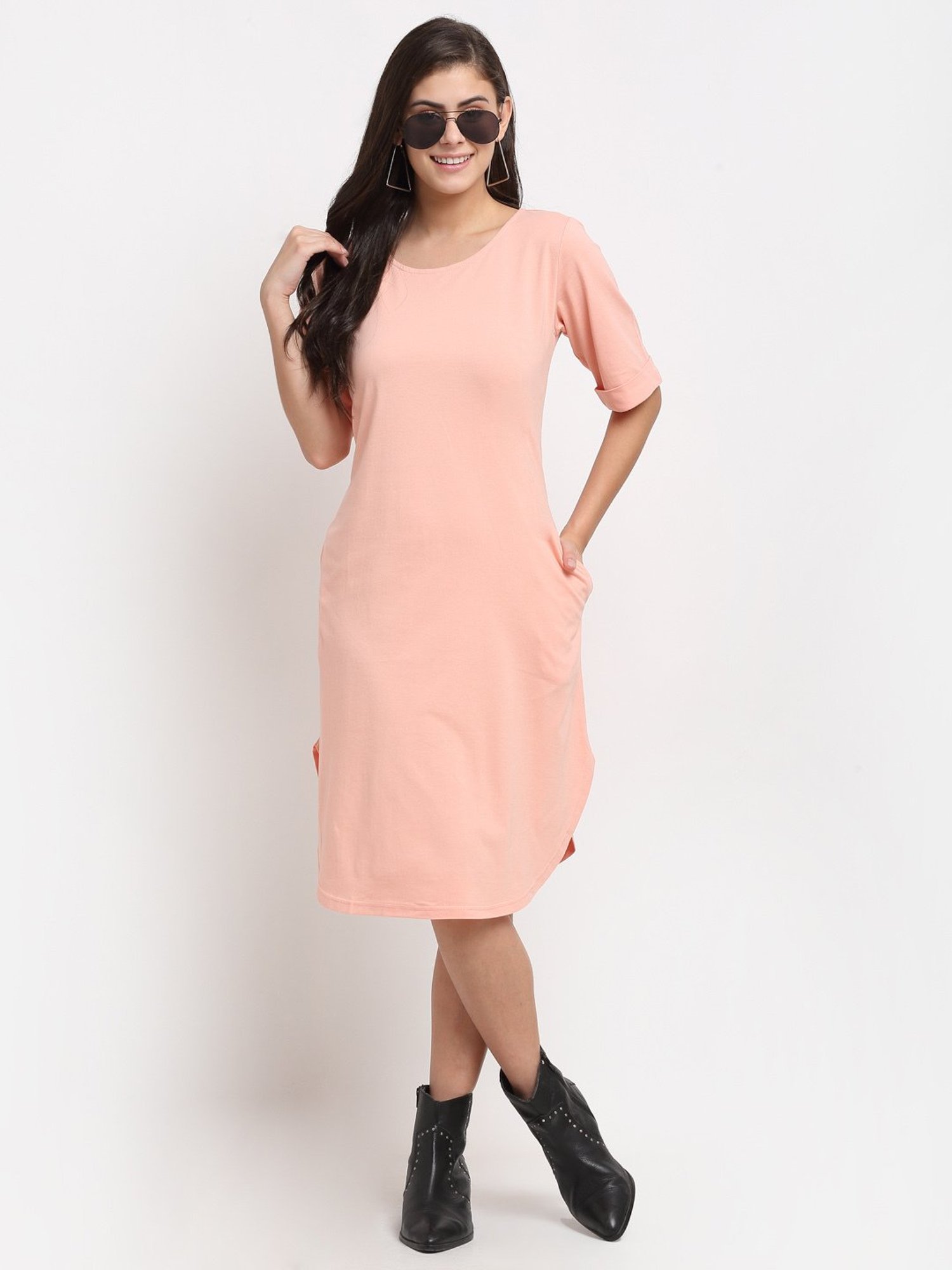BRINNS Peach Midi A Line Dress