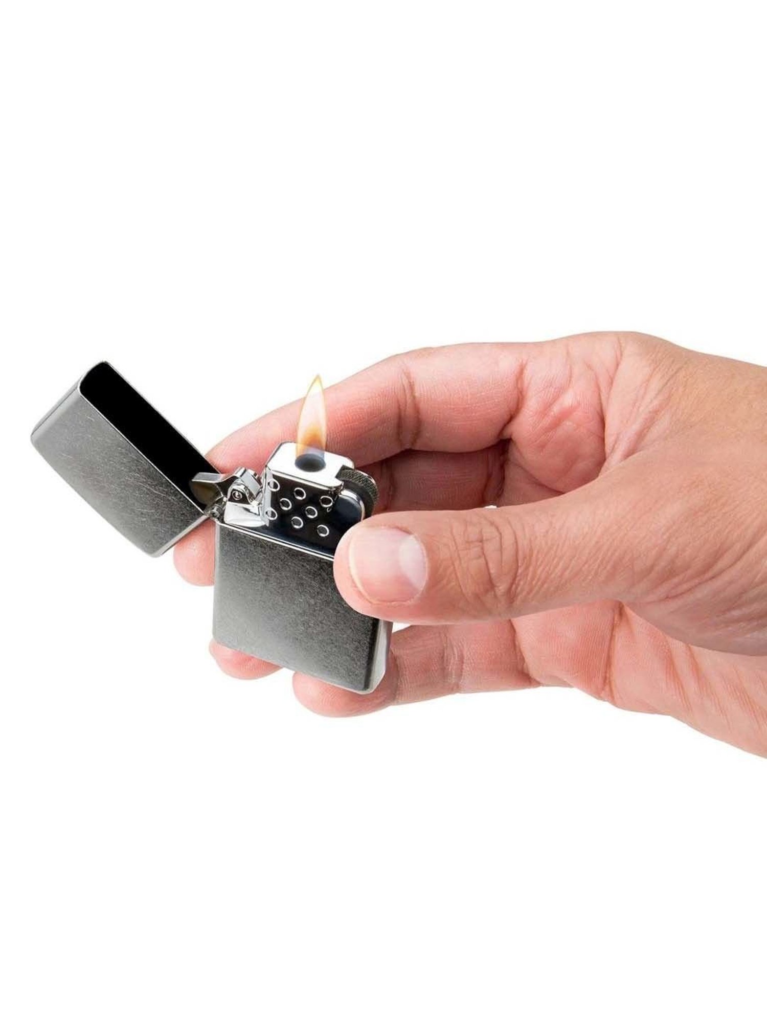 ZIPPO Silver Brass Windproof Pocket Lighter