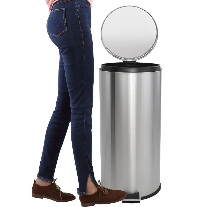 happimess Oscar 8-Gallon Step-Open Trash Can with FREE Mini Trash Can, Stainless Steel 