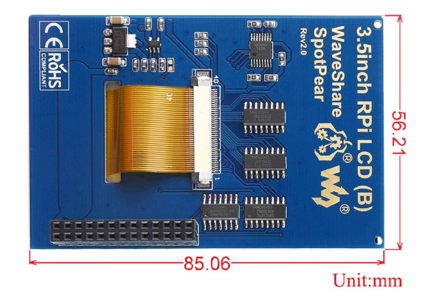 3.5 inch Resistive Touch Screen IPS LCD 480x320 Hardware Resolution XPT2046 Controller for Any Revision of Raspberry Pi (3B+/3B/2B/A+/B+)