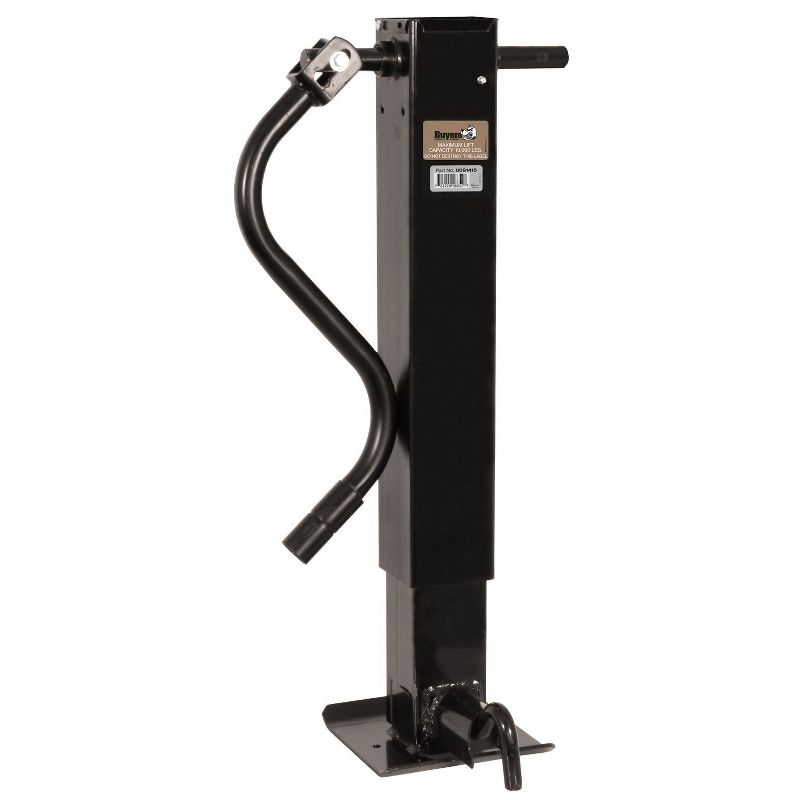 Buyers Products 0091415H Carbon Steel Front Pin 4 Inch Square Jack with Handle for RV, Construction, or Tri Axial Trailers, Black