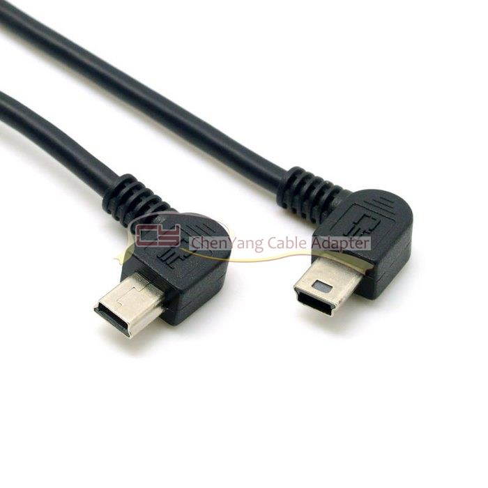 2pcs USB2.0 Male to Mini USB Left & Right Angled Cable 0.5m for Camera MP4 Phone