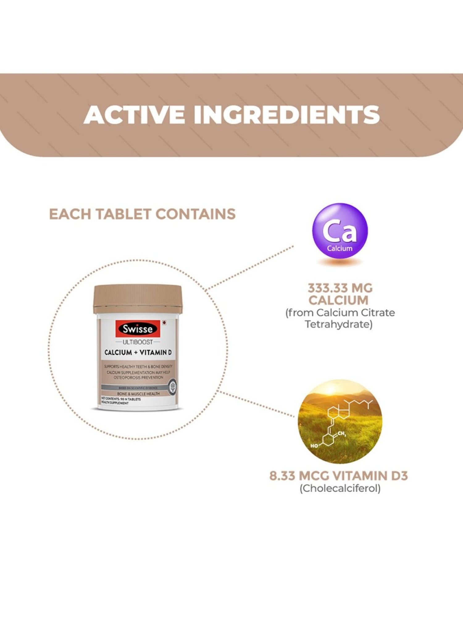 Swisse Ultiboost Calcium and Vitamin D Supplement - 90 Tablets