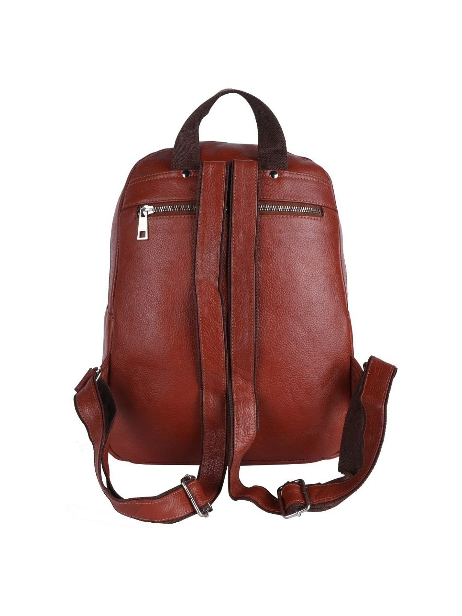 HiLEDER Tan Textured Medium Leather 11.5 inch Backpack