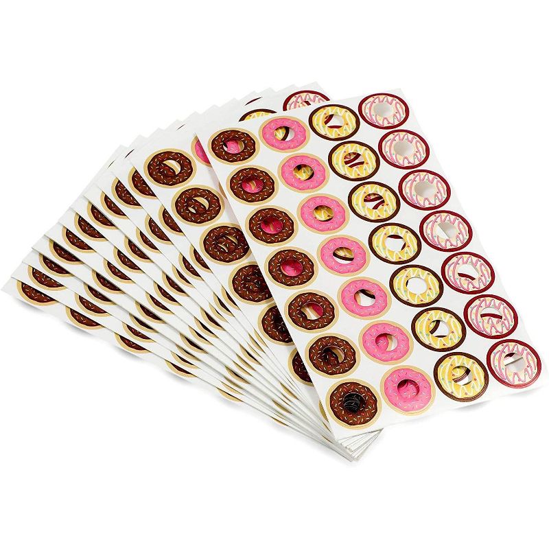 1008-Count Hole Punch Reinforcement Stickers, Cute Mini Doughnuts Labels - 0.22" Hole