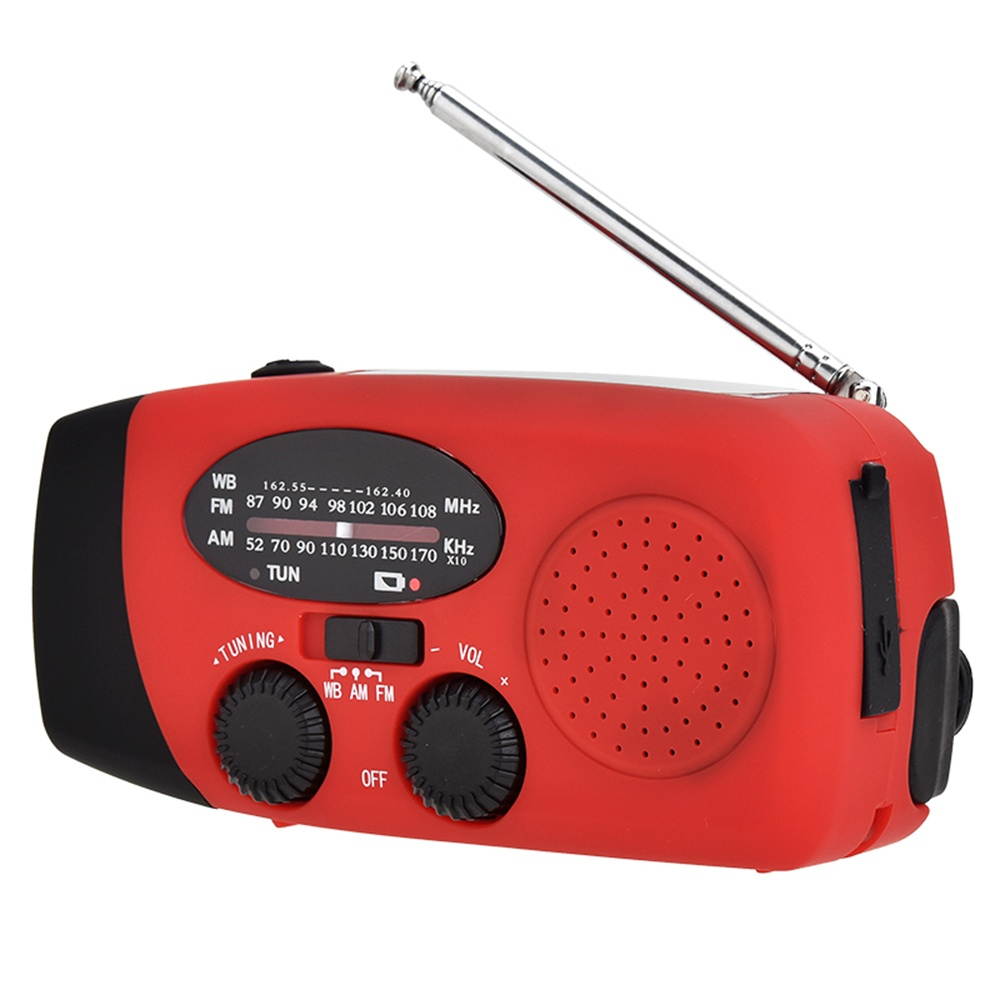 Portable Radio with AM/FM Flashlight Reading Lamp NOAA Weather Power Bank for Emergency Solar Powered Crank Handheld Radio